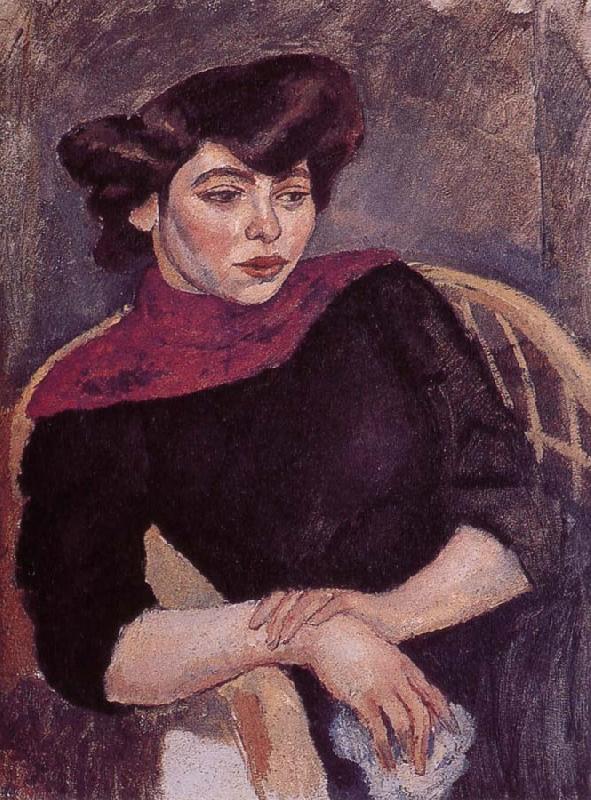 Jules Pascin Woman wearing the purple shawl Germany oil painting art